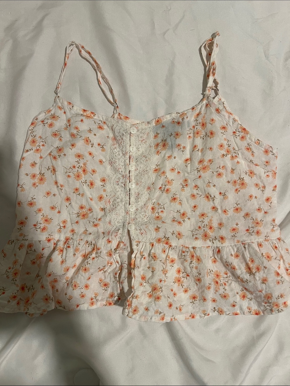 Forever 21 White Cami Top with Orange Floral Print